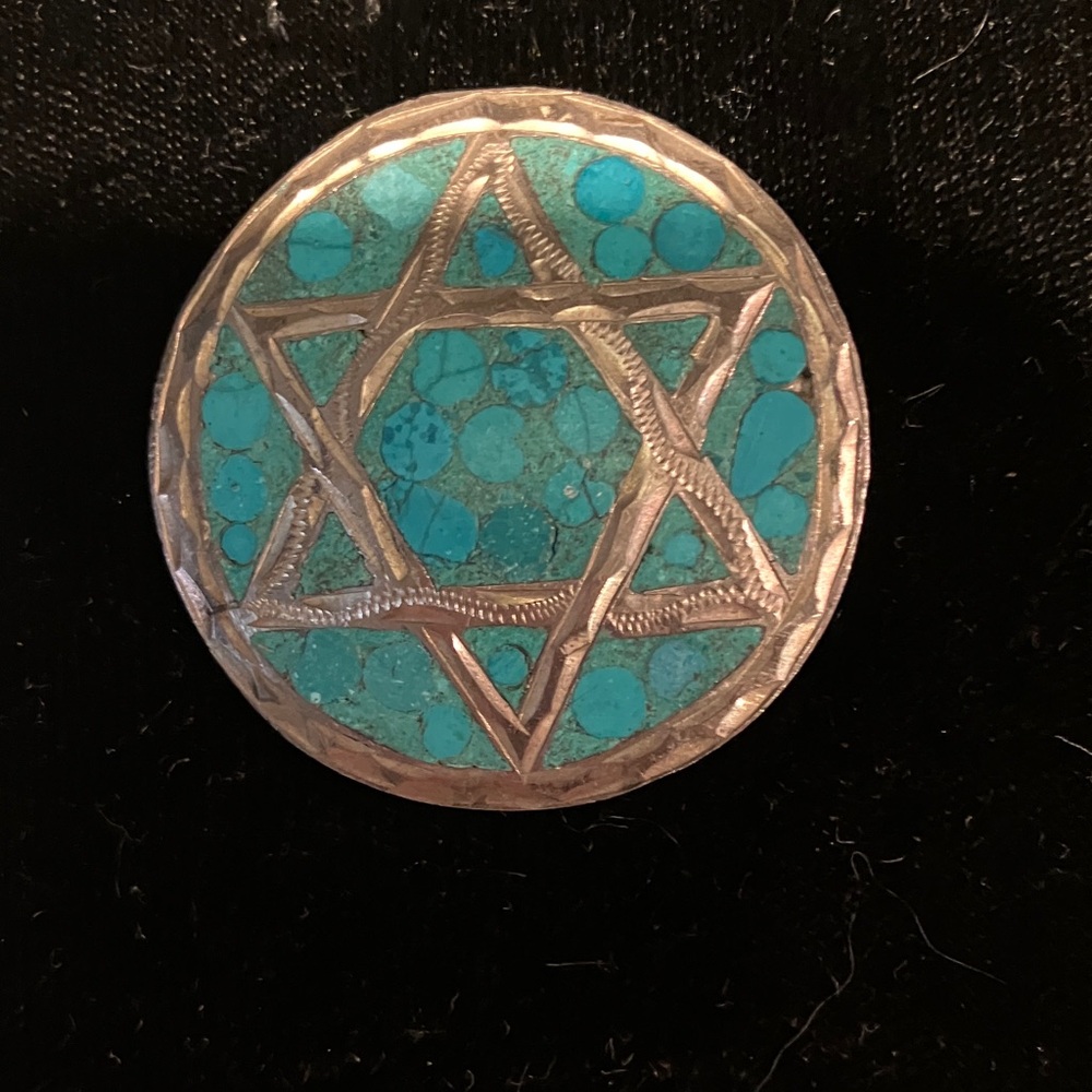 Turquoise and sterling Silver Star Brooch